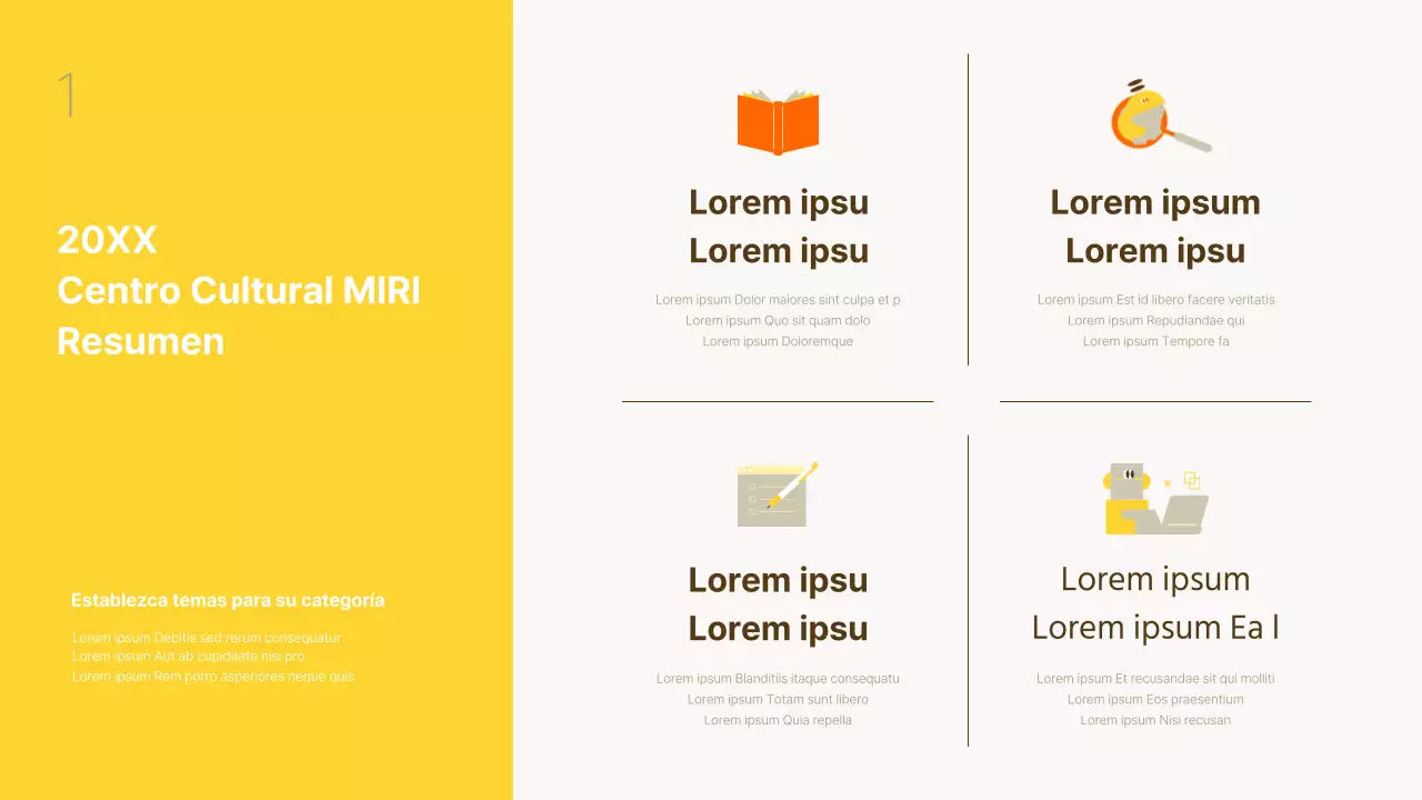 Un sencillo informe de resultados de fin de año en amarillo y beige