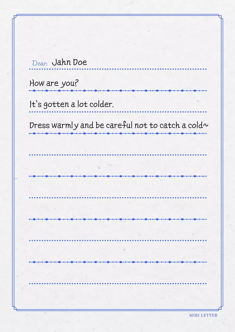 Blue Simple Letter Invitation