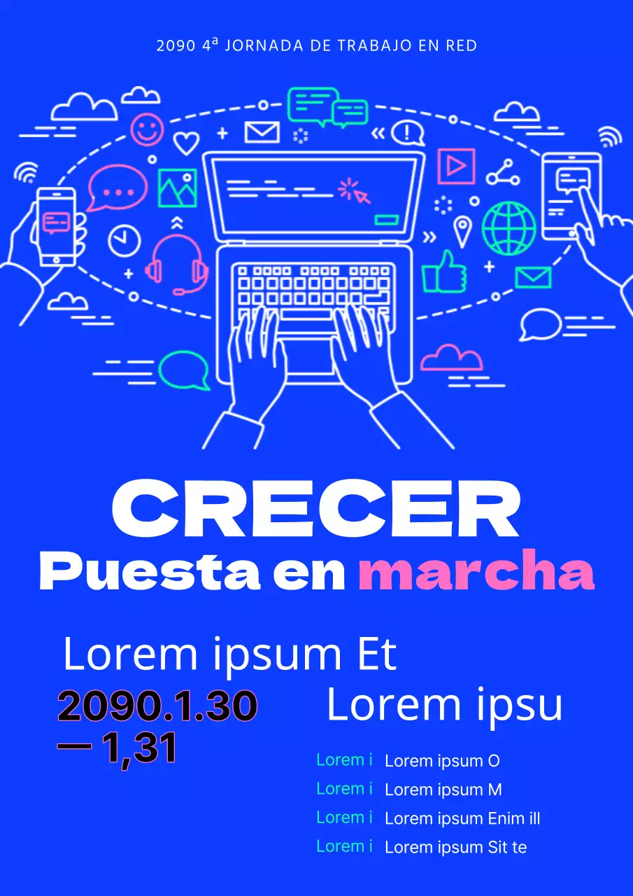 Promueva una sencilla jornada de networking en azul y blanco