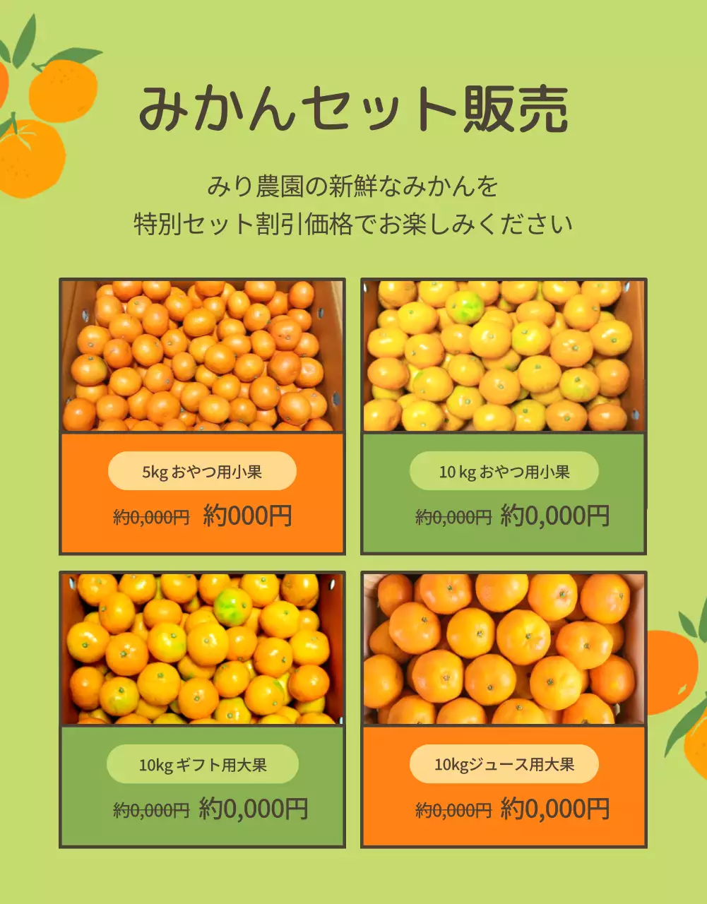 オレンジ かわいい みかん パンフレット 詳細ページ
