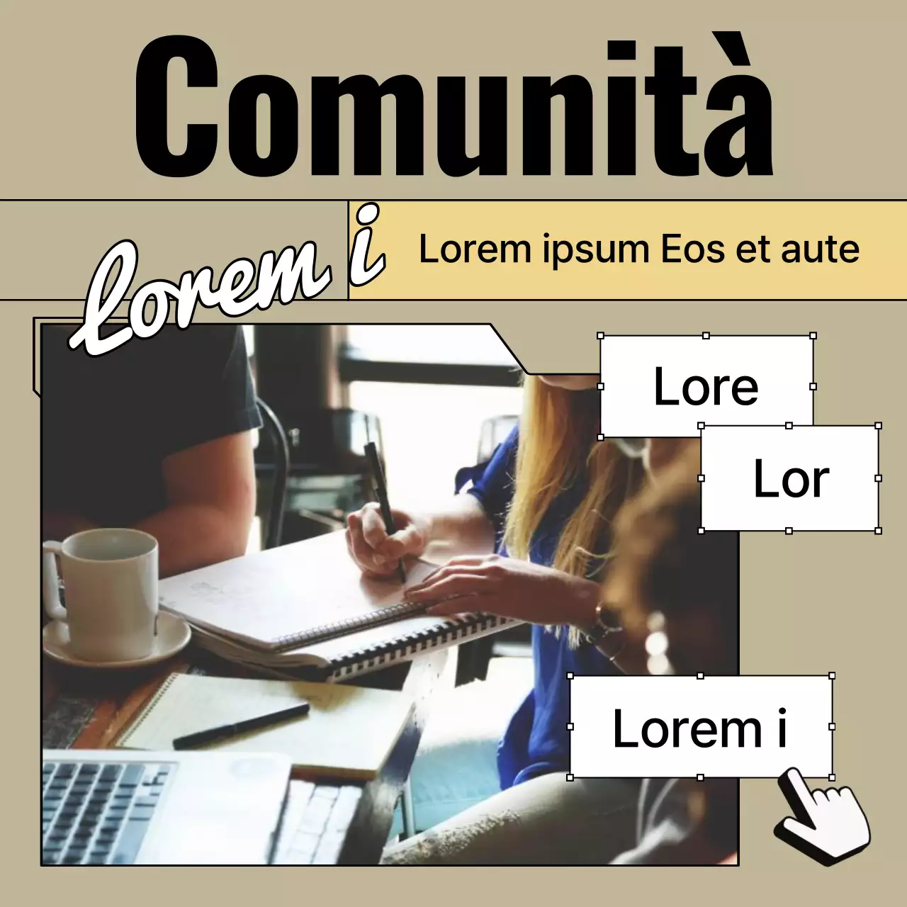 Promuovere un moderno reclutamento comunitario in beige e nero