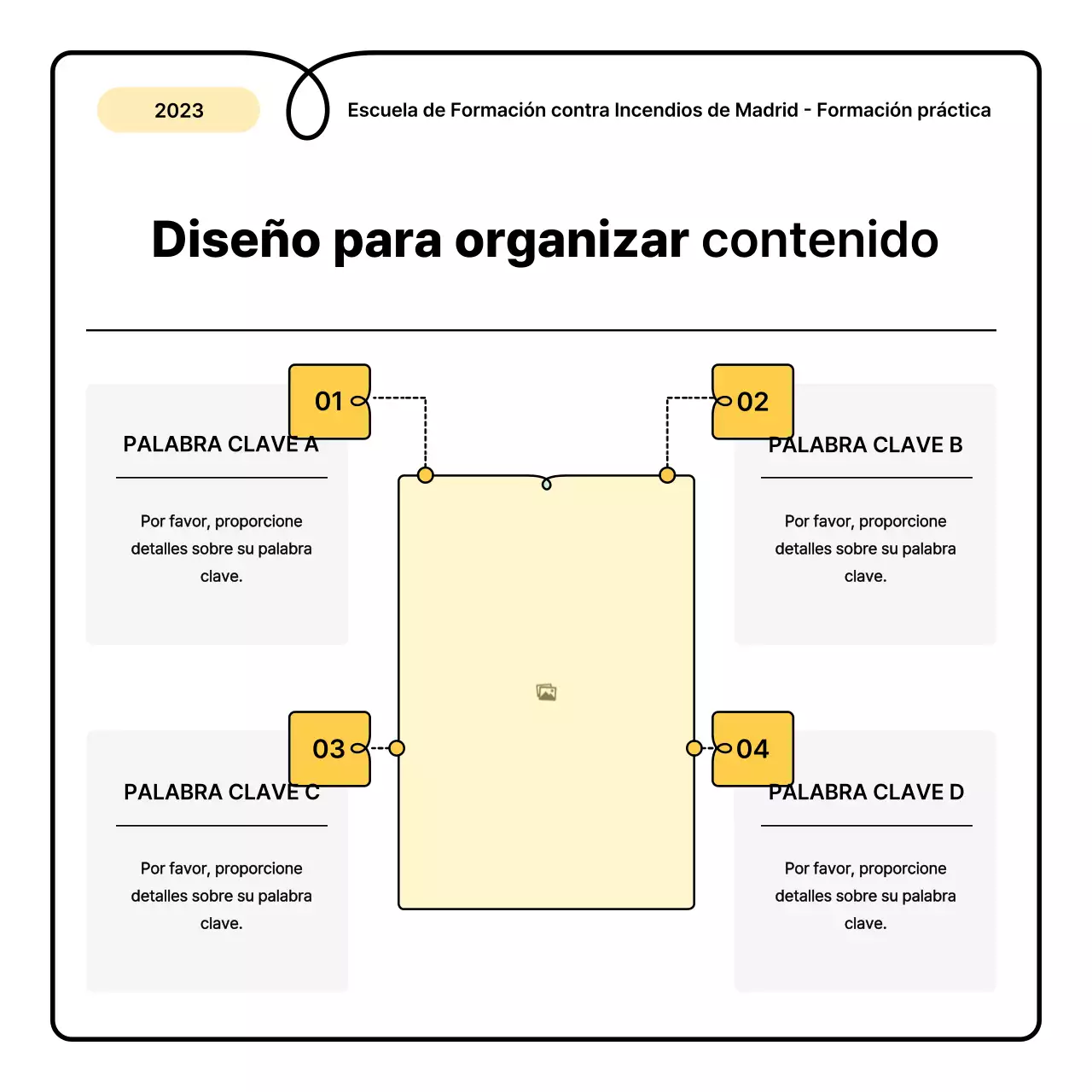 Lo básico en amarillo y naranja y una simpática hoja informativa sobre educación contra incendios