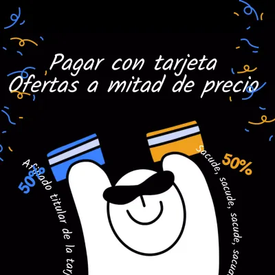 Anuncio de evento de oferta de descuento de tarjeta de afiliado con gags amarillos y azules