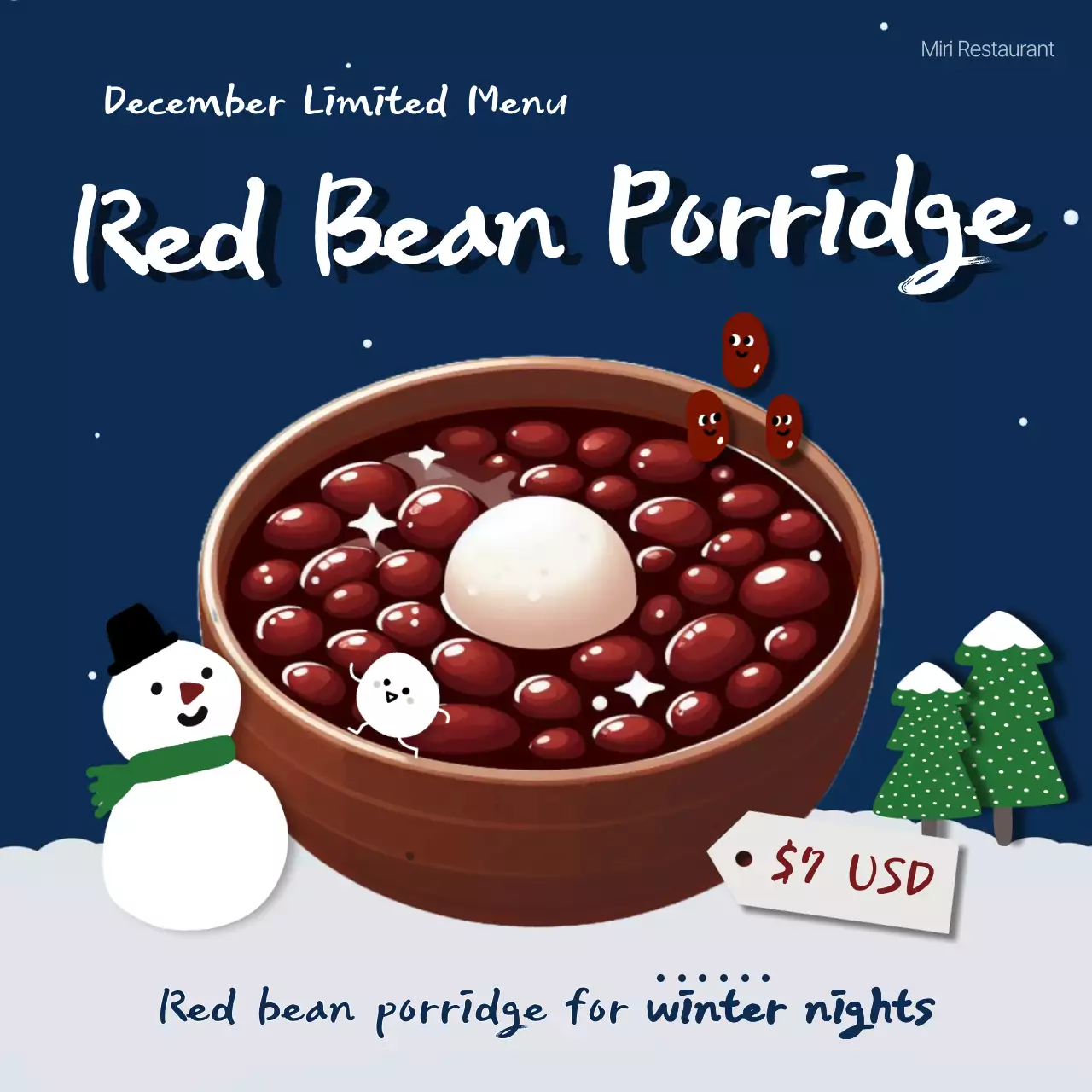 네이비 트렌디 푸드 프로모션 소셜 미디어 포스트