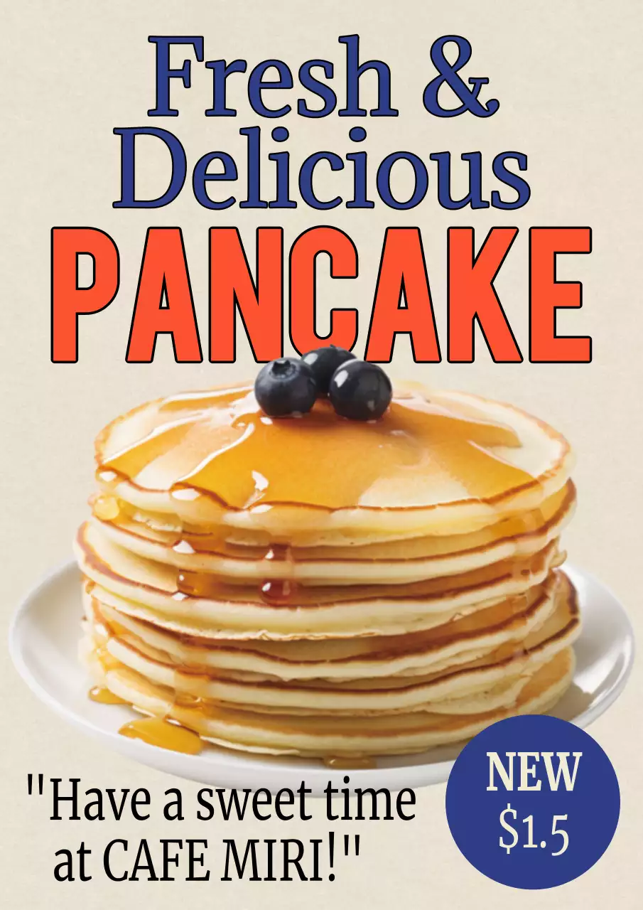 오렌지 레트로 팬케이크 홍보 포스터