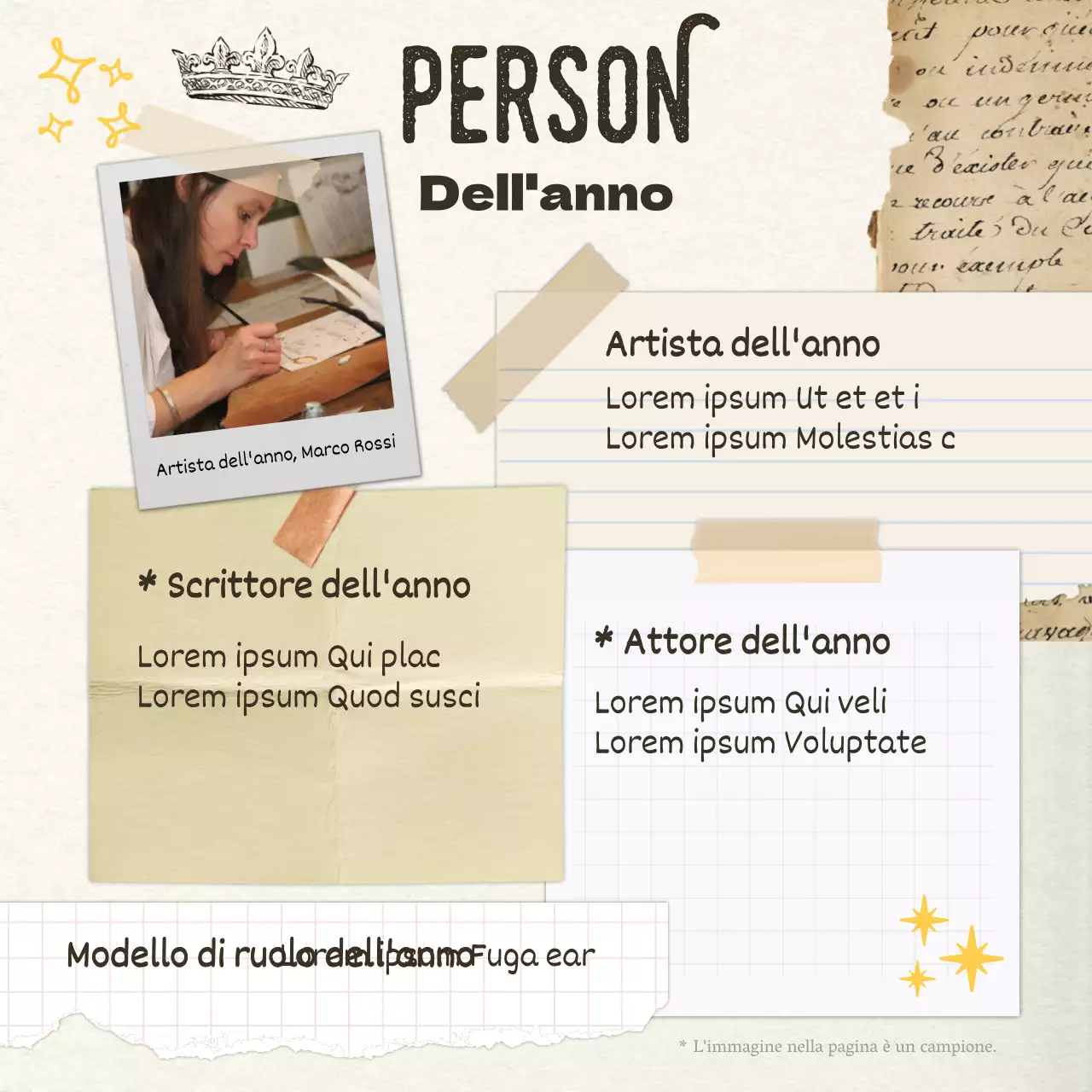 Posta personale vintage di fine anno in giallo e avorio