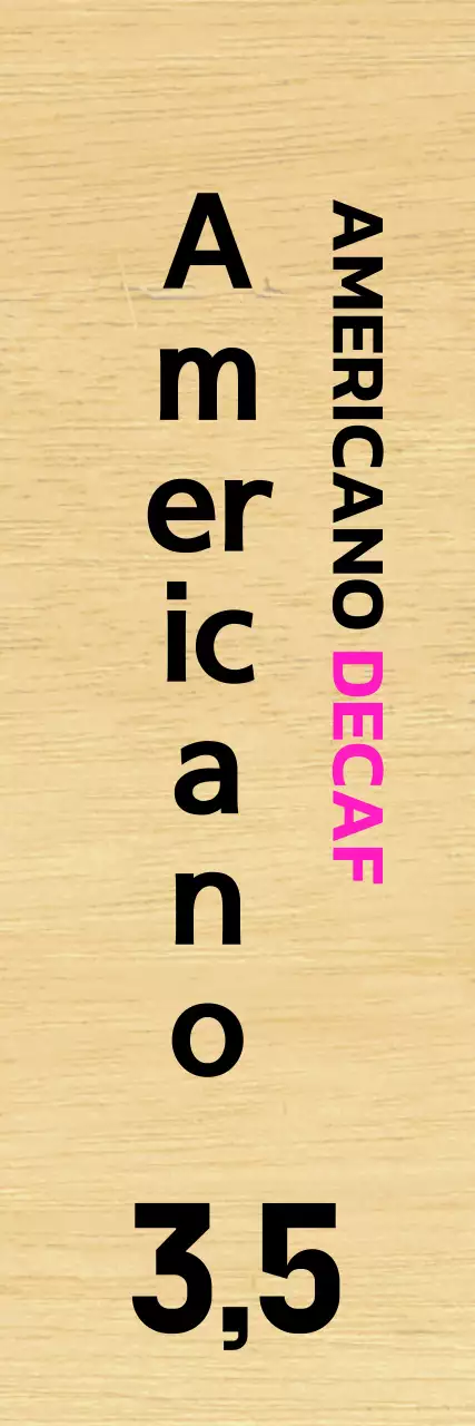 Kafe dengan huruf hitam bersih dan aksen merah muda