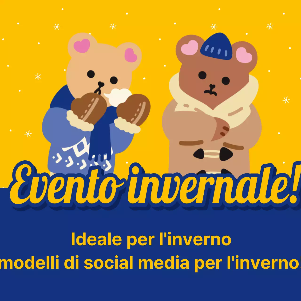 Pop-art per gli annunci di eventi di fidelizzazione e sconti invernali in blu e giallo