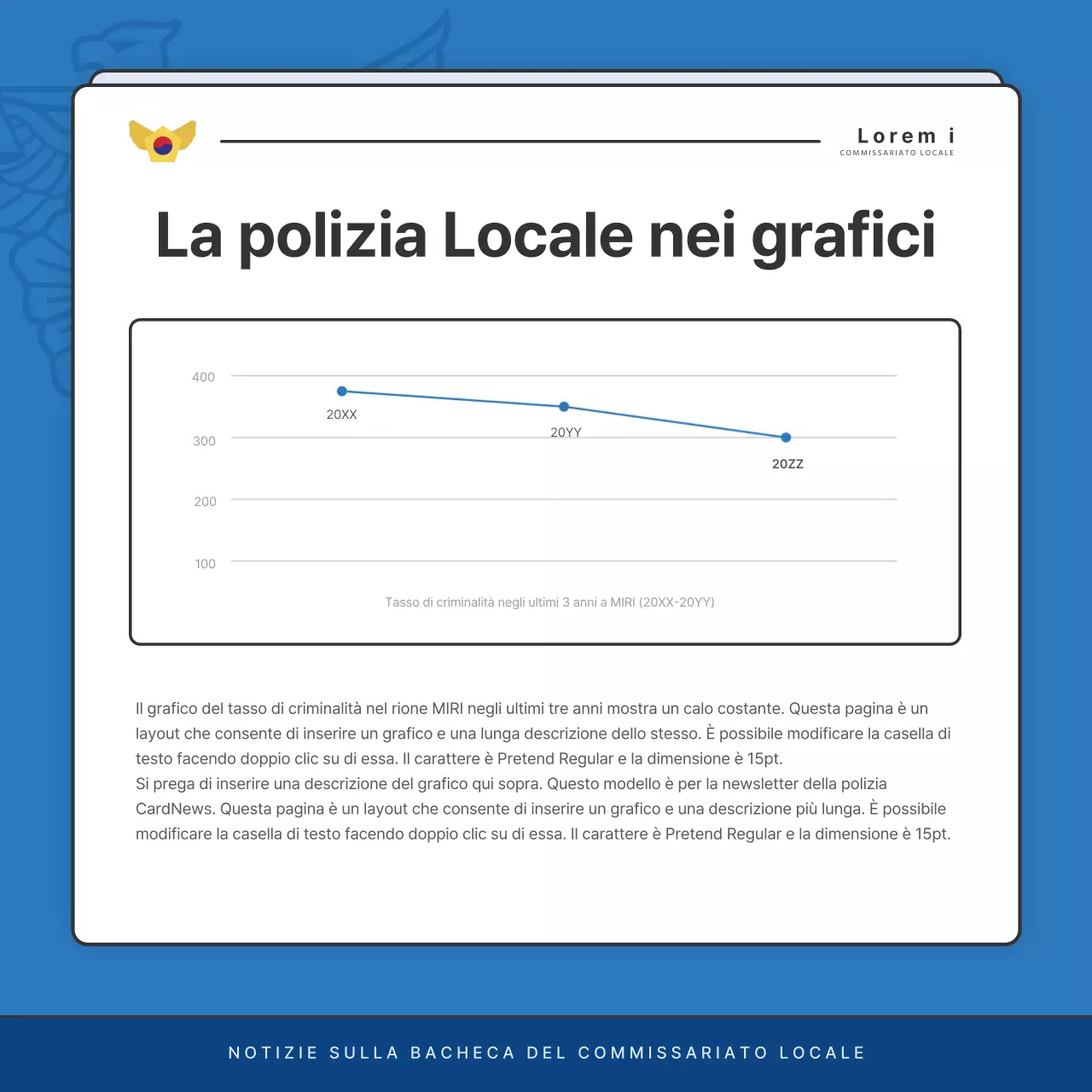Affissioni di default del bollettino della stazione di polizia in blu e blu navy