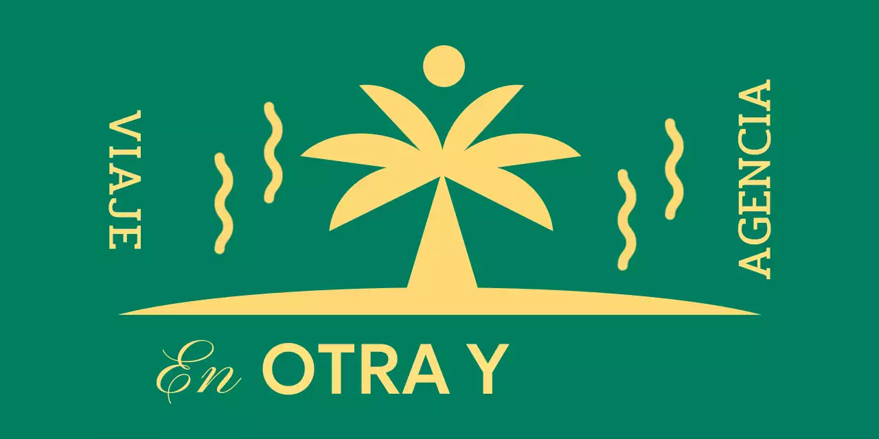 Diseño de papelería con una isla de palmeras