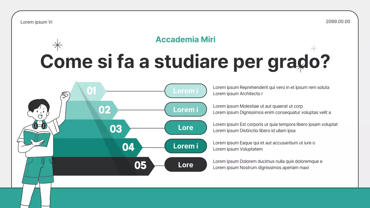 Guida al corso intensivo per le vacanze scolastiche di colore grigio e menta