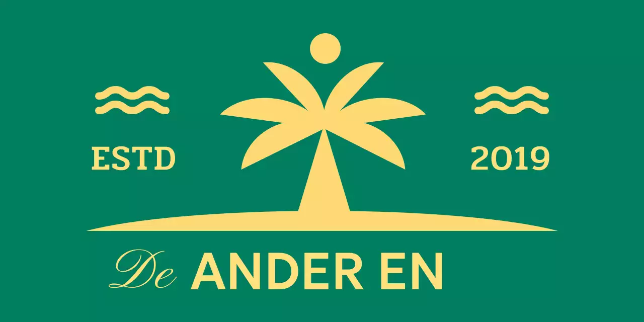 Briefpapier ontwerp met een eiland met palmbomen