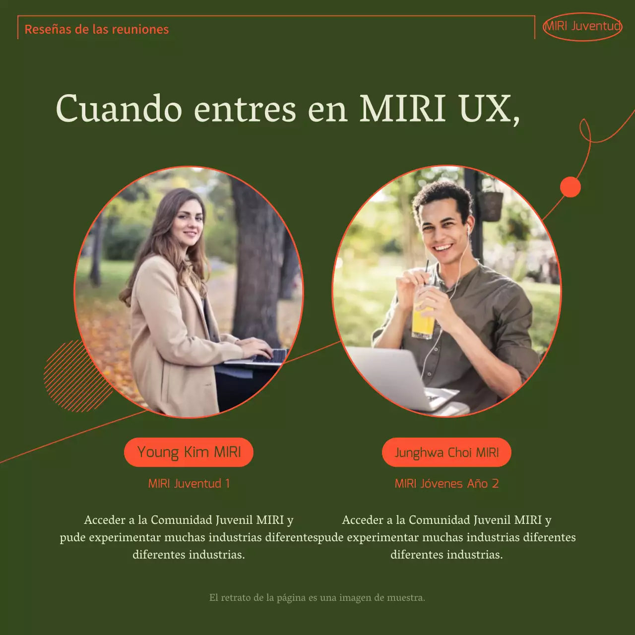 Una sencilla guía de usuario comunitaria verde y naranja