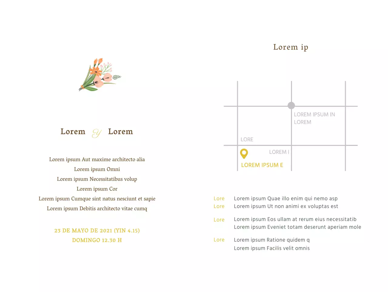 Emotivo diseño de invitación de boda con cálidas ilustraciones nupciales sobre fondo beige