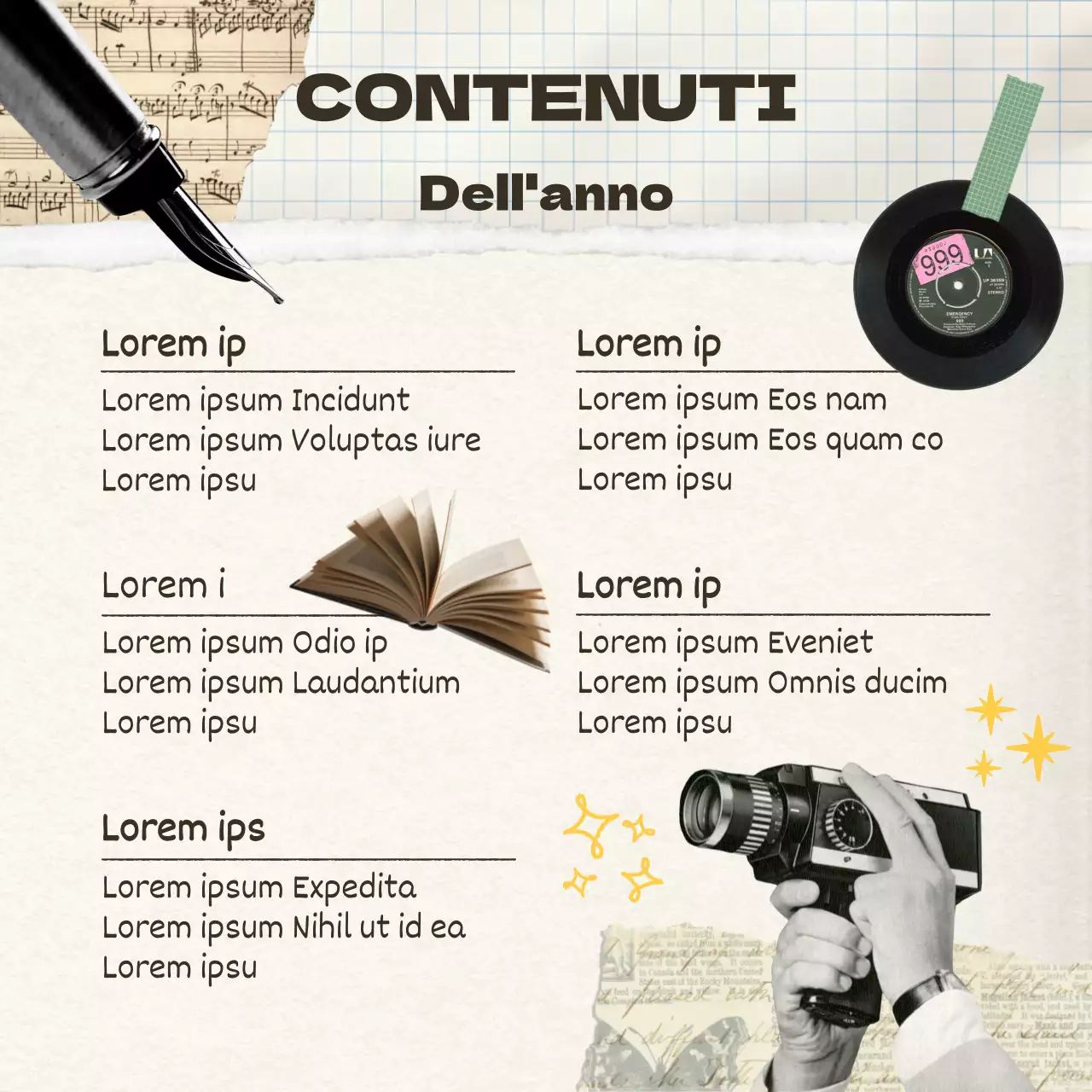 Posta personale vintage di fine anno in giallo e avorio