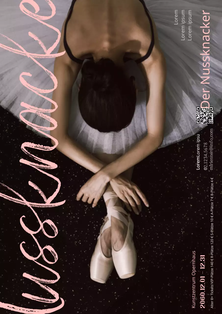 Fördern Sie eine klassische Ballettaufführung in Schwarz und Rosa