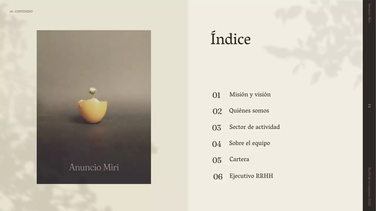 Un sencillo perfil de empresa en beige