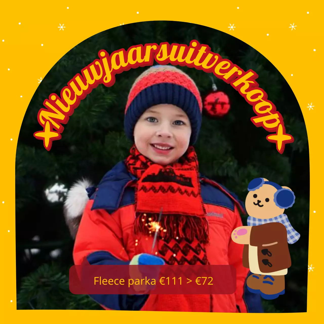 Pop-art advertenties voor winterse loyaliteit en kortingen in blauw en geel