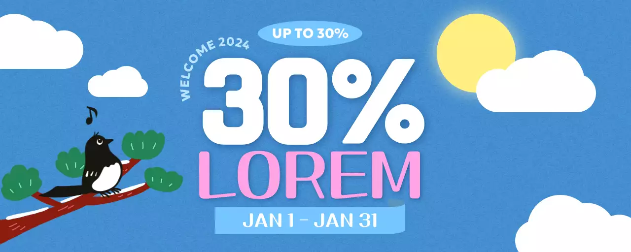 Blue New Year's Illustration Sale Announcement