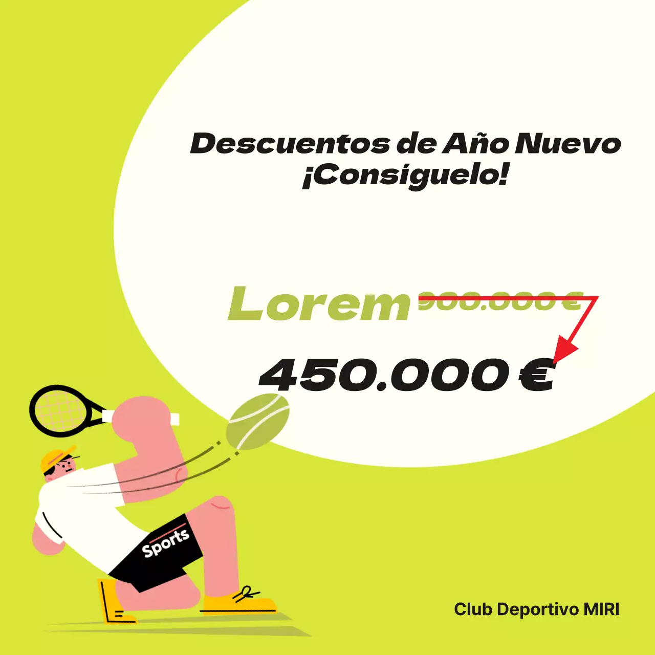 Un sencillo anuncio de descuentos para gimnasios en verde lima y blanco