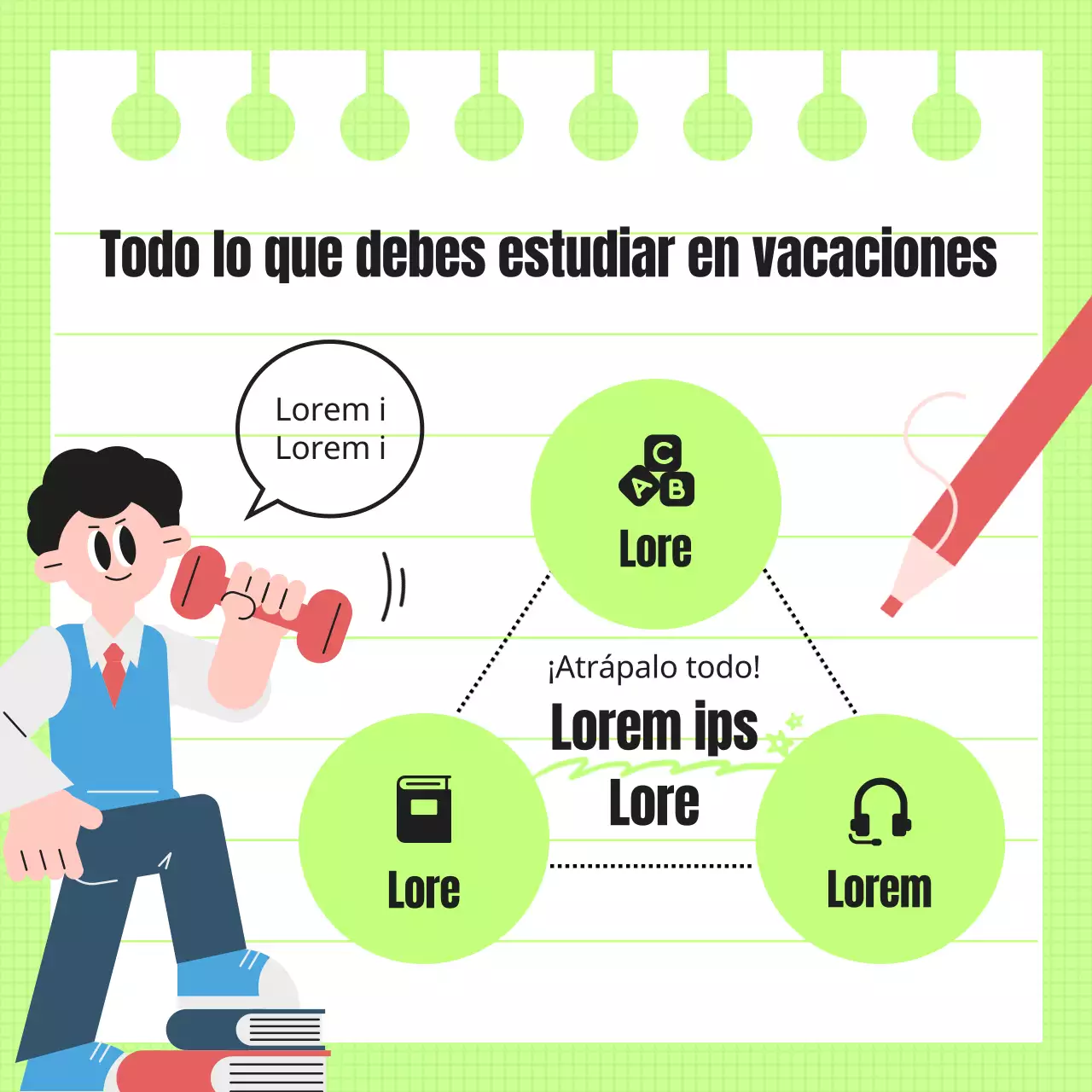 Promocione los especiales de vuelta al cole con detalles en verde lima