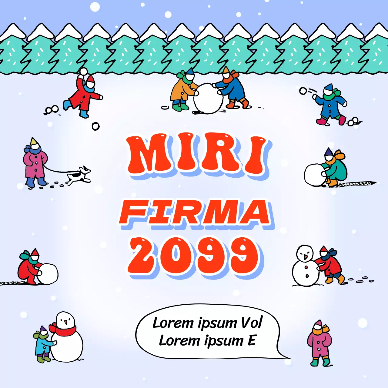 Niedliche Winter-Illustration Grußkarte in hellblau