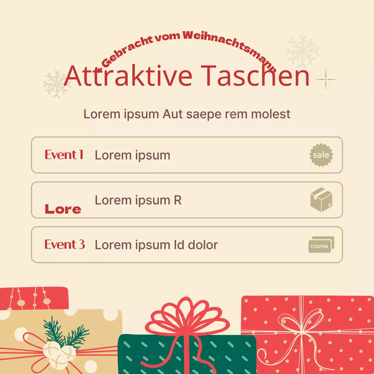 Werbeanzeigen zu Weihnachten in Rot