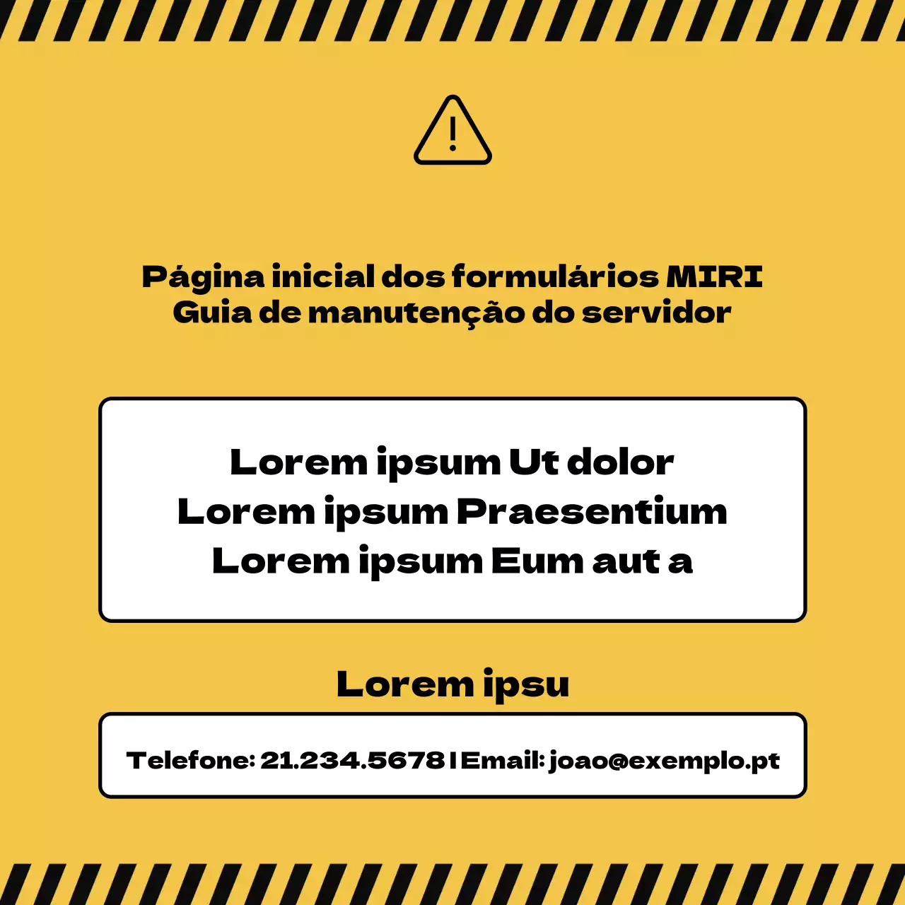 Um guia minimalista a preto e amarelo para anúncios de perturbações