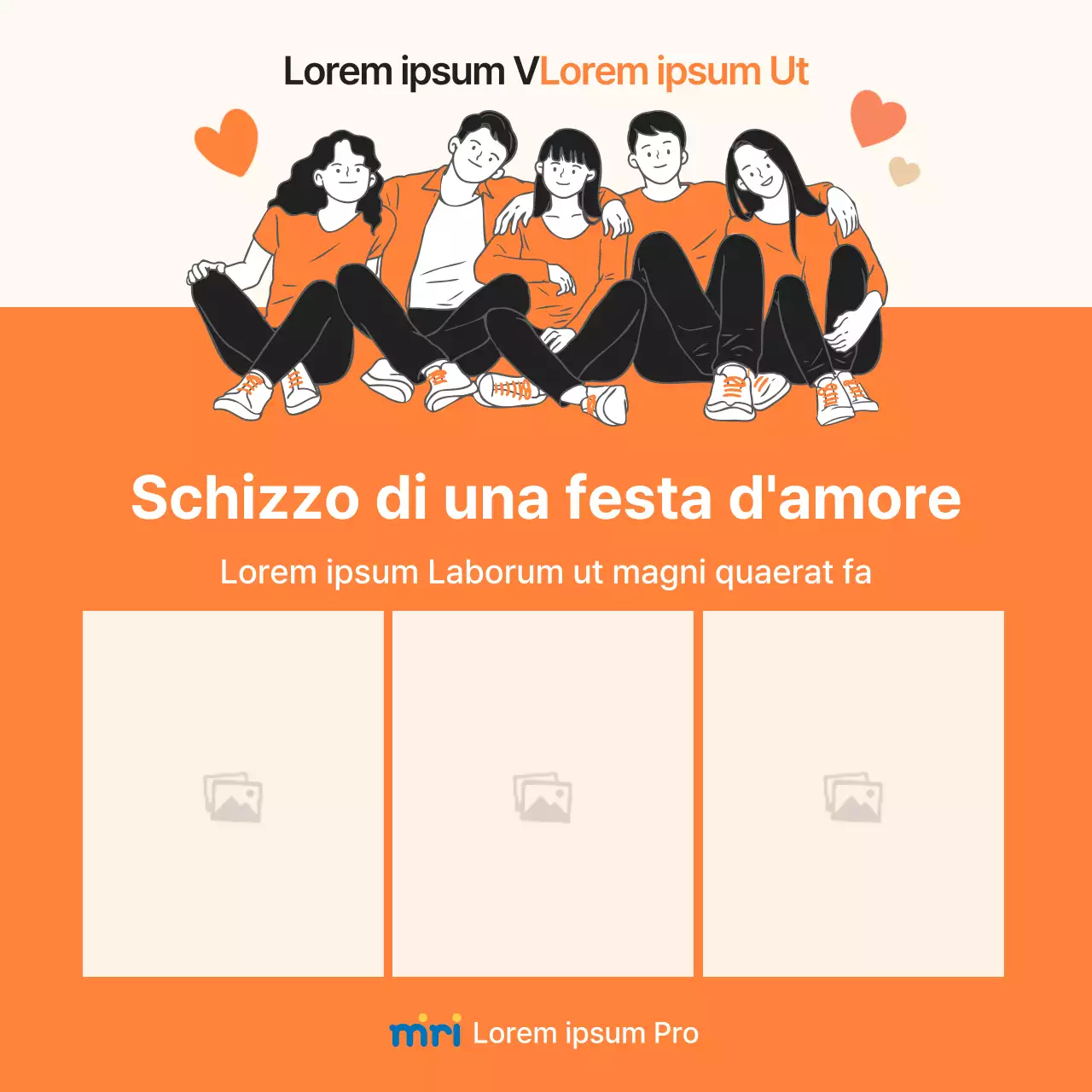 Una campagna di sensibilizzazione minimalista in arancione e bianco per condividere l'amore