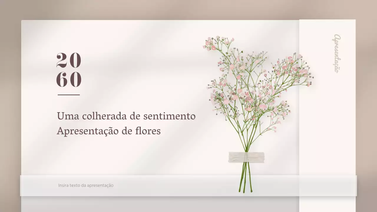 Apresentação elegante de um cartão com flores em bege