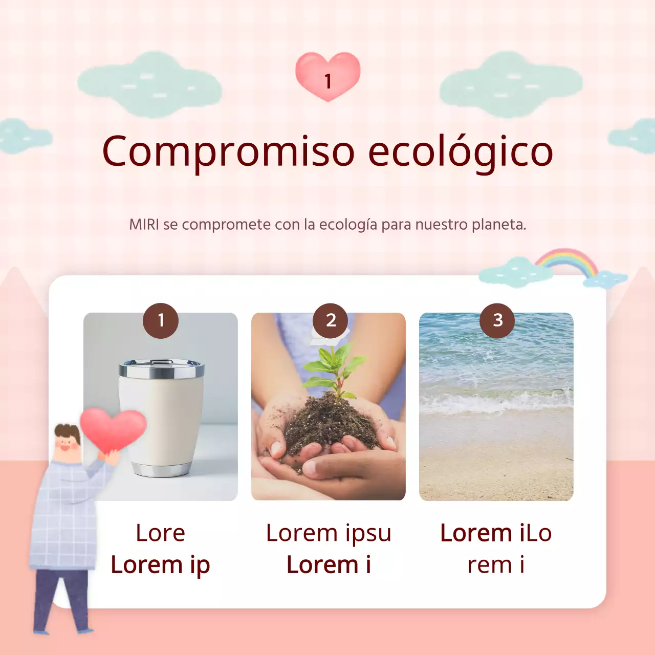 Informe corporativo de gestión ESG en rosa y azul claro