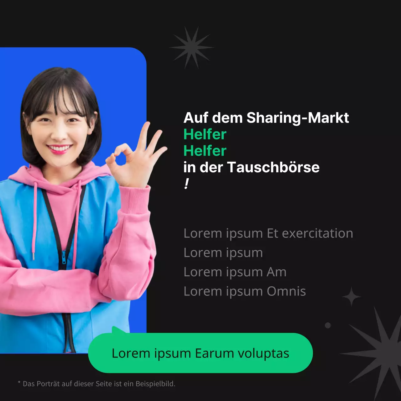 Schwarze und fluoreszierende trendige Börsenankündigung