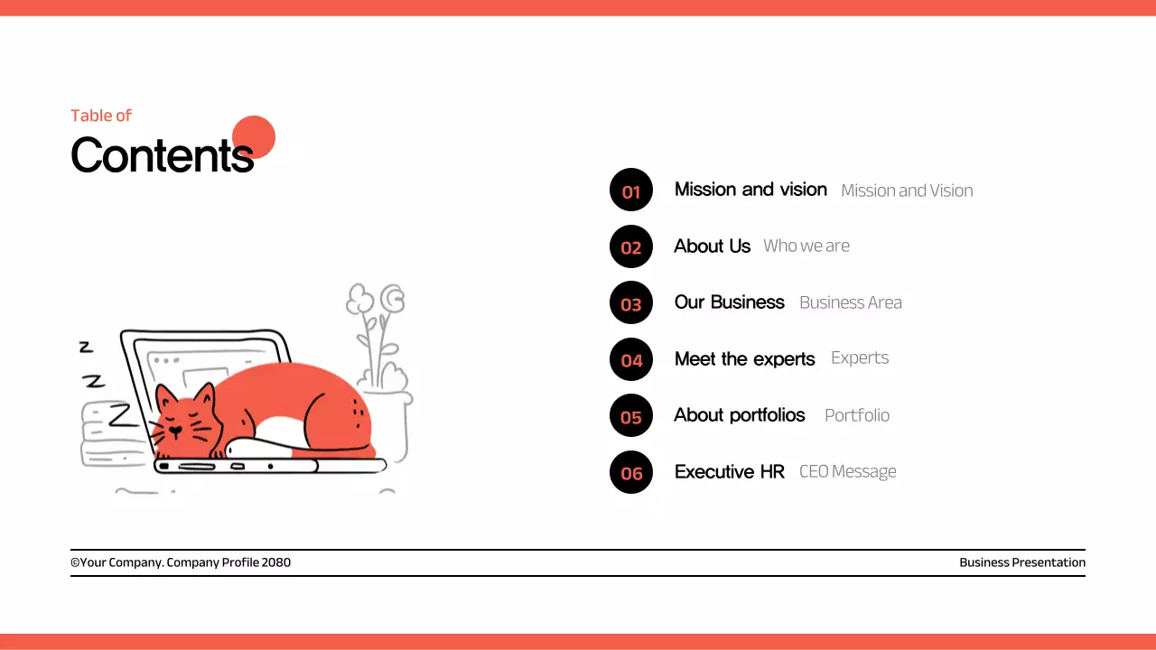 빨강과 검정의 심플한 회사 소개서