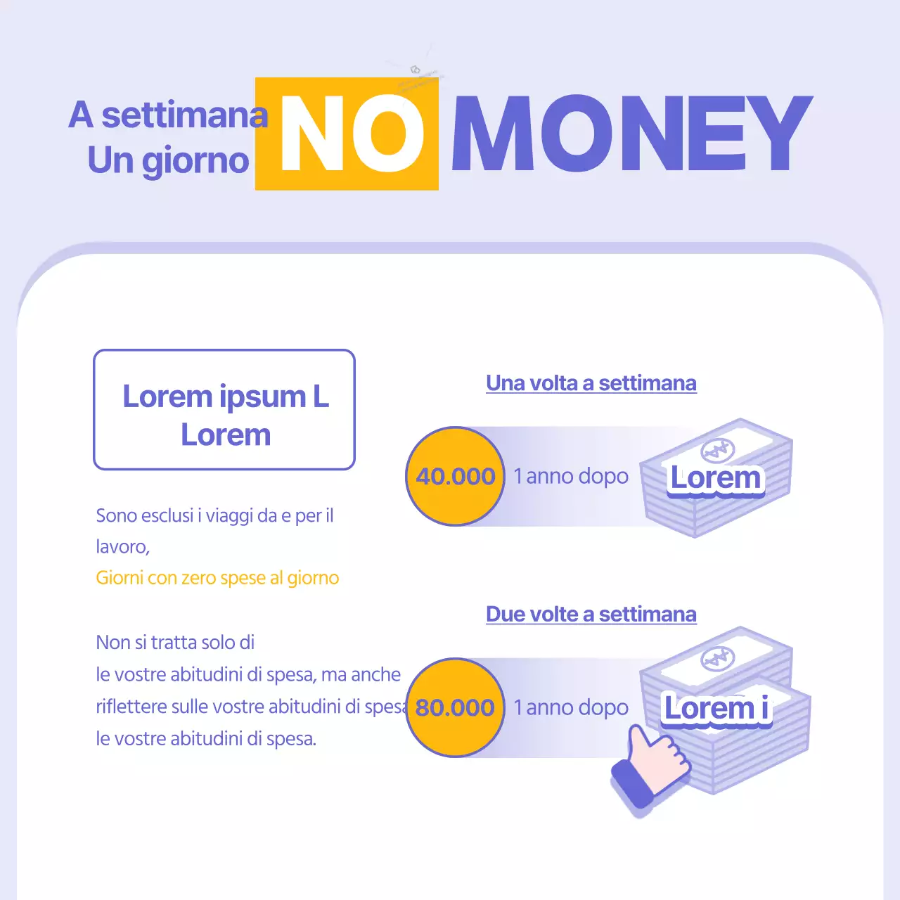 Informazioni finanziarie semplici, gialle e viola, senza denaro