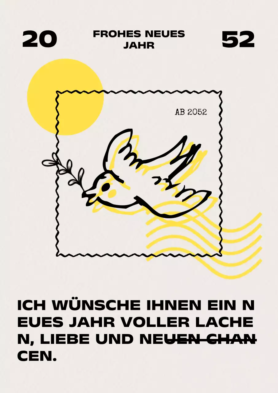 Minimalistische Neujahrsgrußkarten in Beige und Gelb