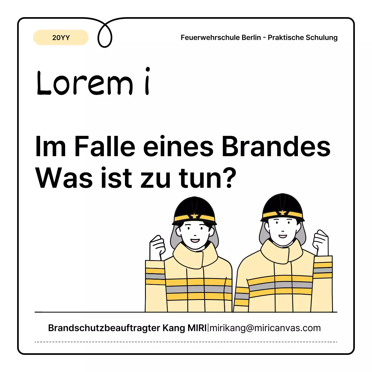 Gelbe und orangefarbene Grundlagen und ein süßes kleines Merkblatt zur Brandschutzerziehung