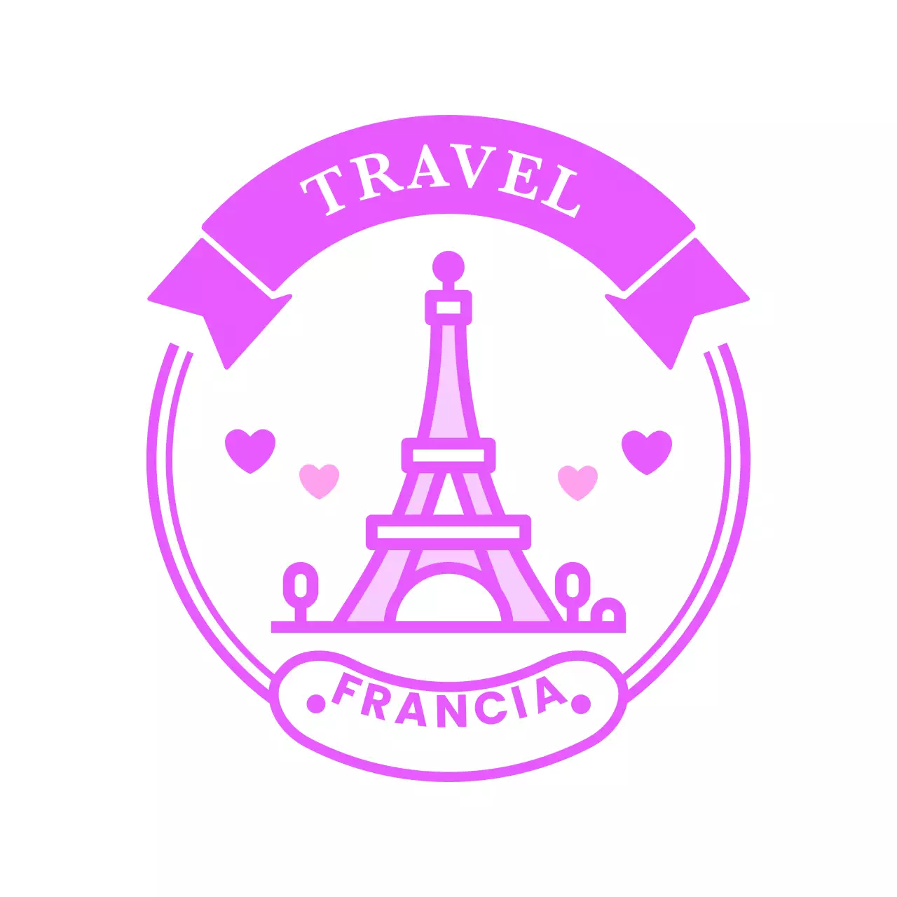 Logotipo de sello de viaje con un bonito lazo