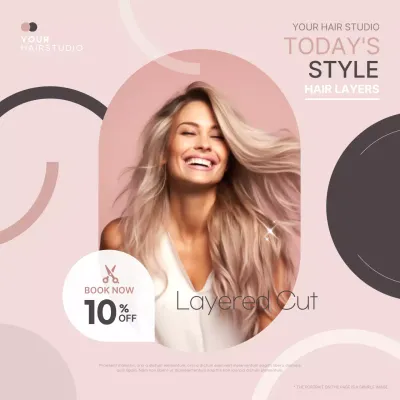 Pink Modern Hairstyle Promotion Social Media Post