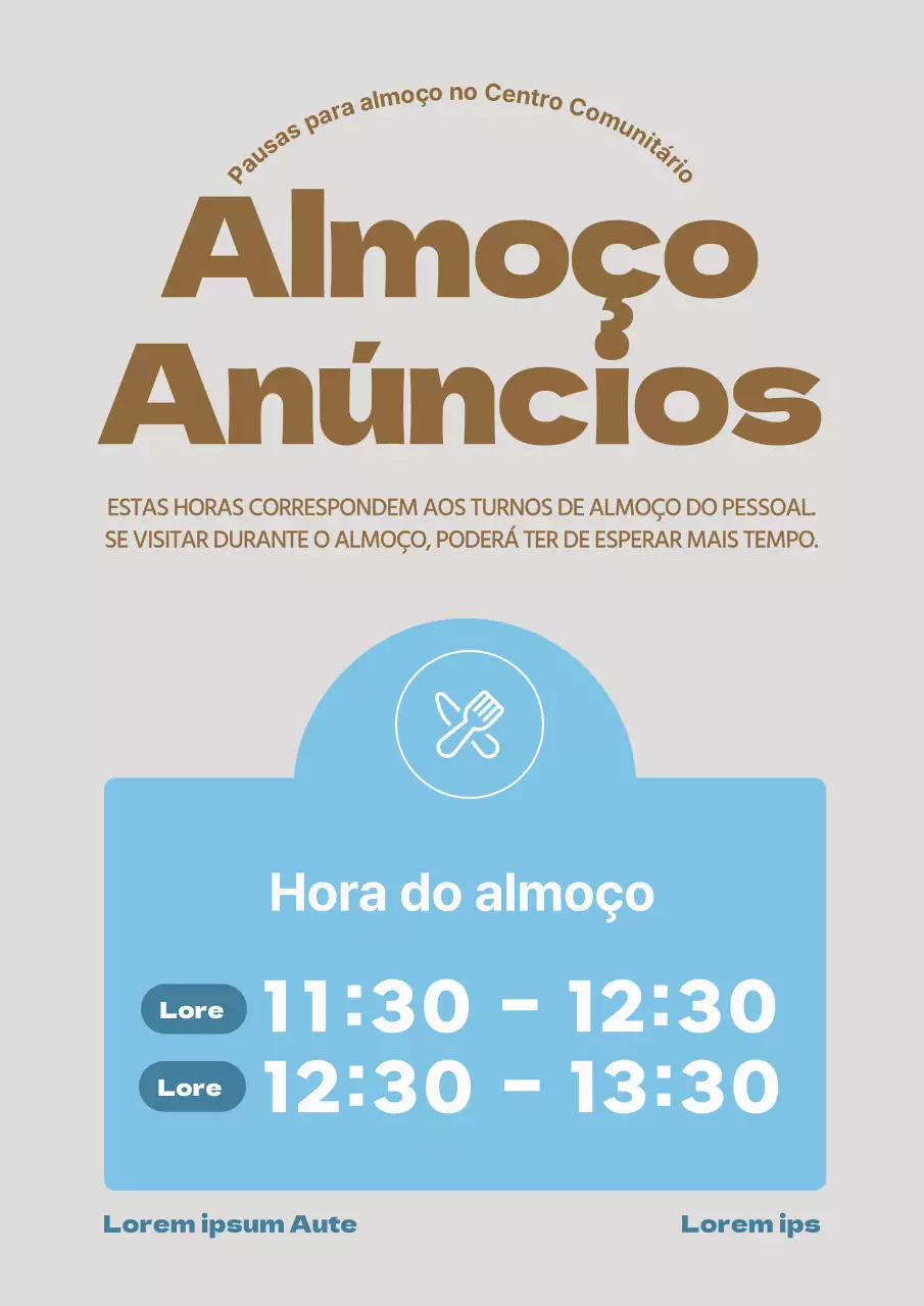 Um guia de almoço simples em castanho e azul claro