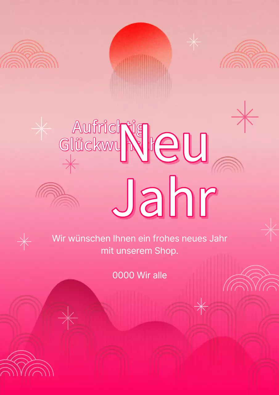 Traditionelle Neujahrsgrüße in Rosa und Orange