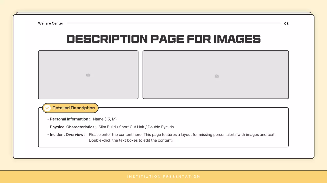 A basic yellow and white welfare center newsletter post