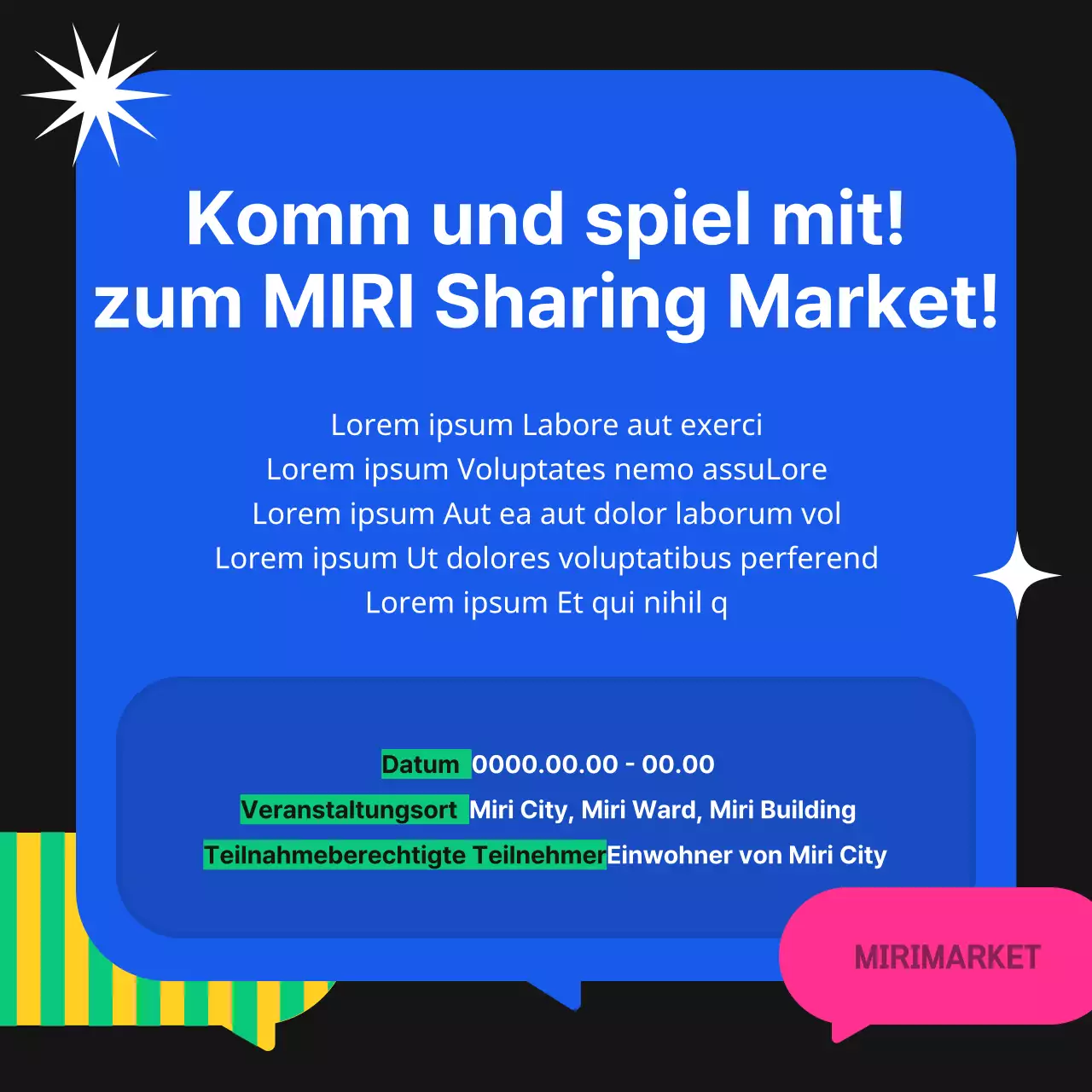 Schwarze und fluoreszierende trendige Börsenankündigung