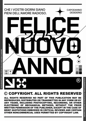 Biglietti d'auguri di Capodanno di tendenza in bianco e nero