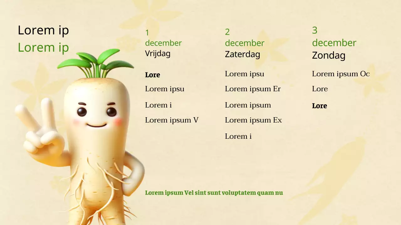 Een eenvoudig geel en groen plan voor een plaatselijk ginsengfestival