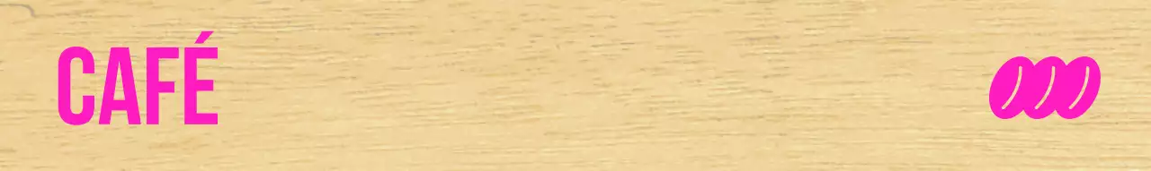 Café con letras negras y detalles en rosa