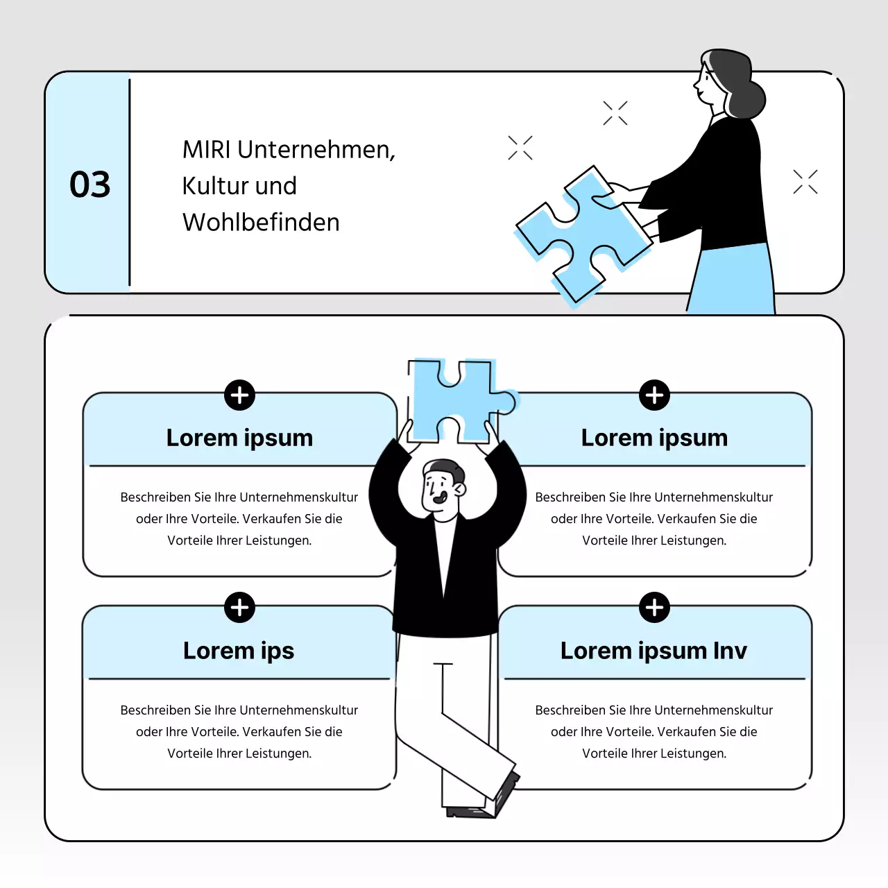 Firmenbrief für ein einfaches Markenbild in Hellblau und Grau