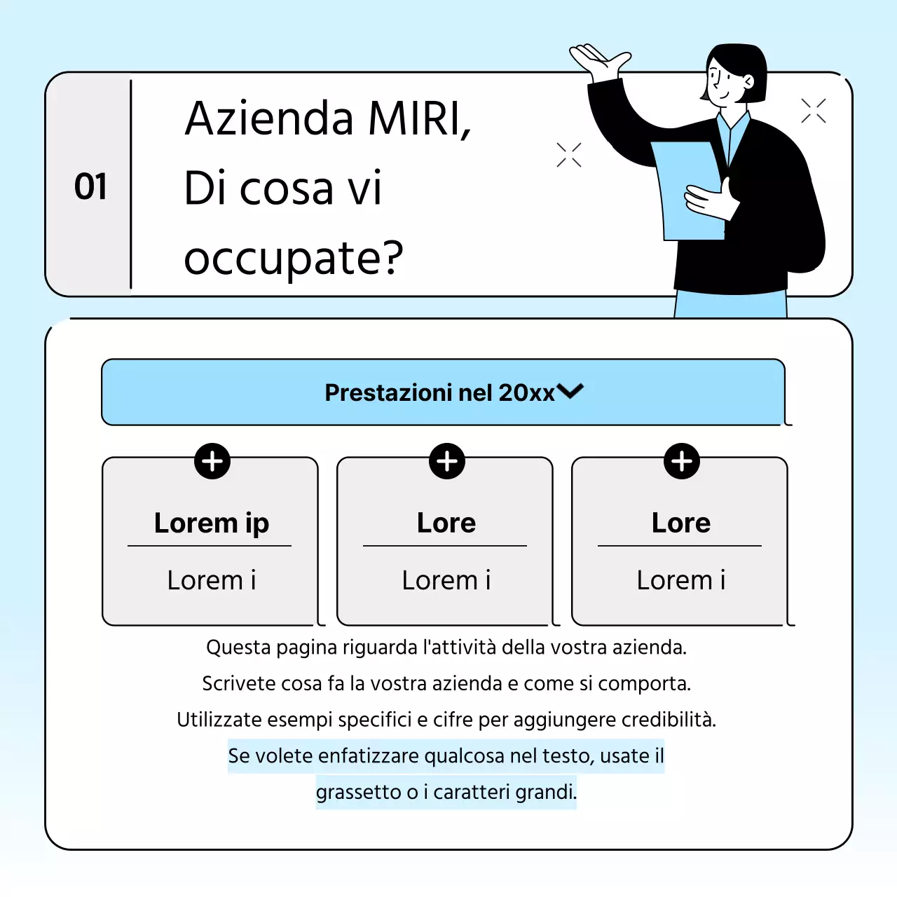 Lettera aziendale per un'immagine di marca semplice in azzurro e grigio