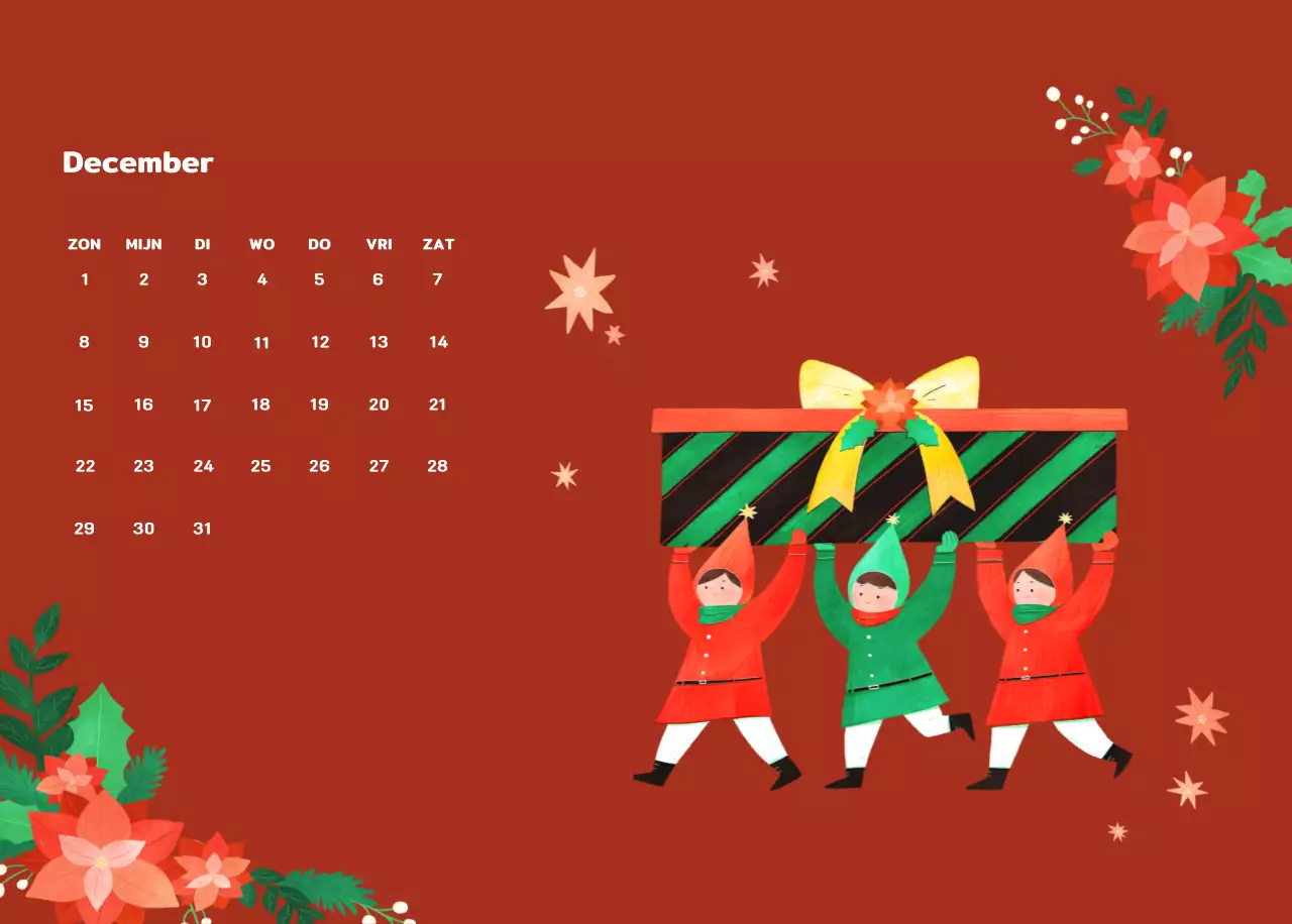 Een warme, geïllustreerde nieuwjaarskalender