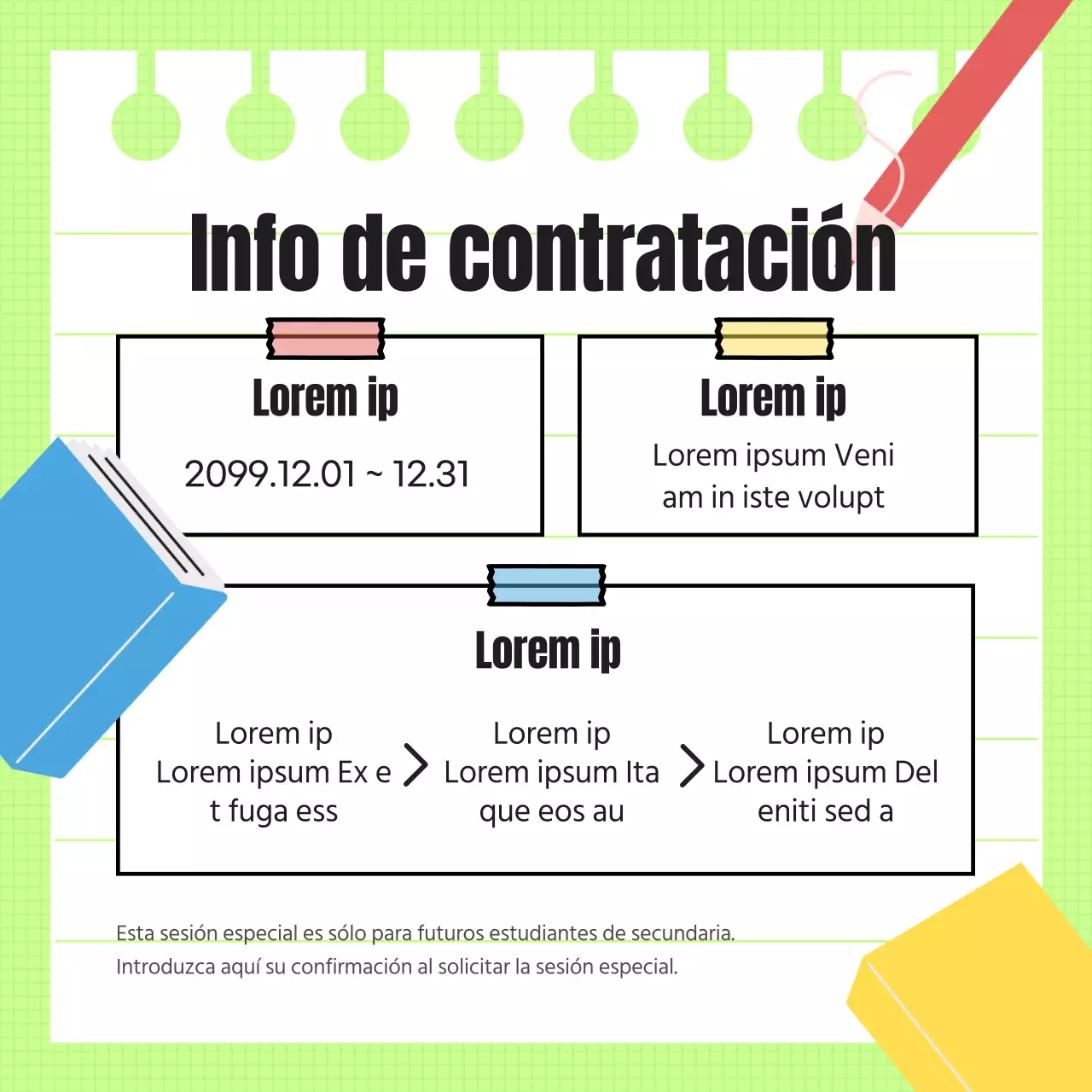 Promocione los especiales de vuelta al cole con detalles en verde lima