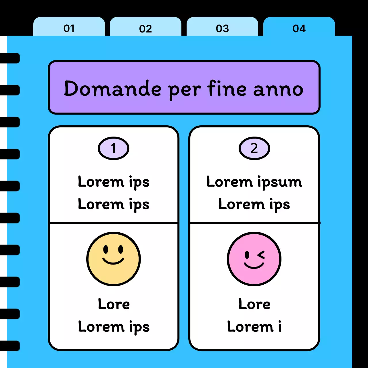 Un post di domande e risposte in stile kitsch, in azzurro e Capodanno.